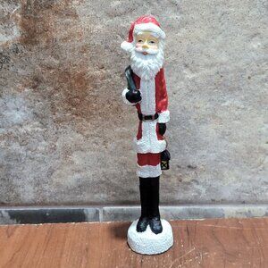 Vintage Skinny Slender Santa Figure With Bag and Lamp